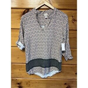 Canyon River Blues Women S Tunic Top Blouse Colorful Roll Tab 3/4 Sleeve